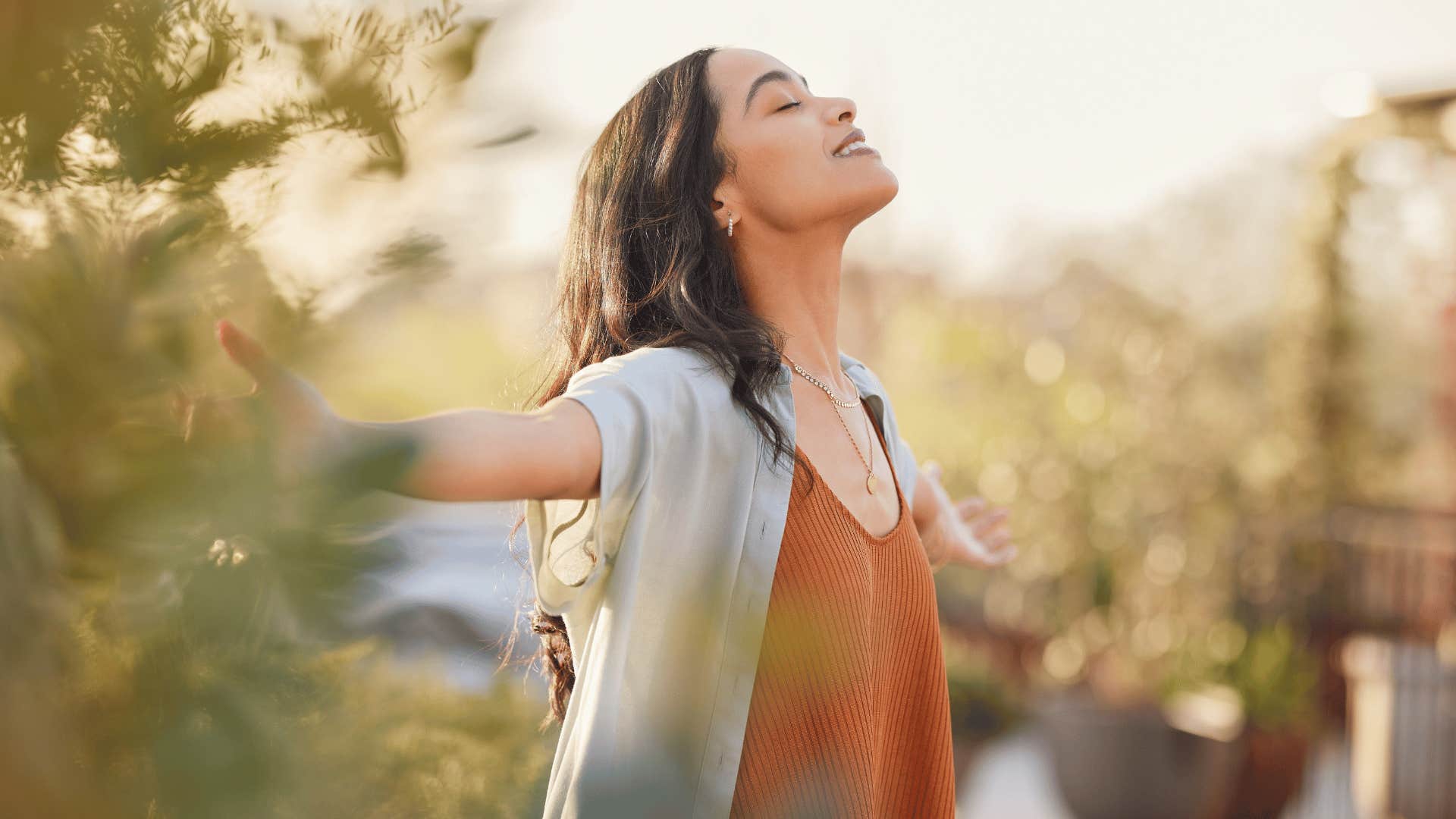 grateful woman standing outside no longer living for others