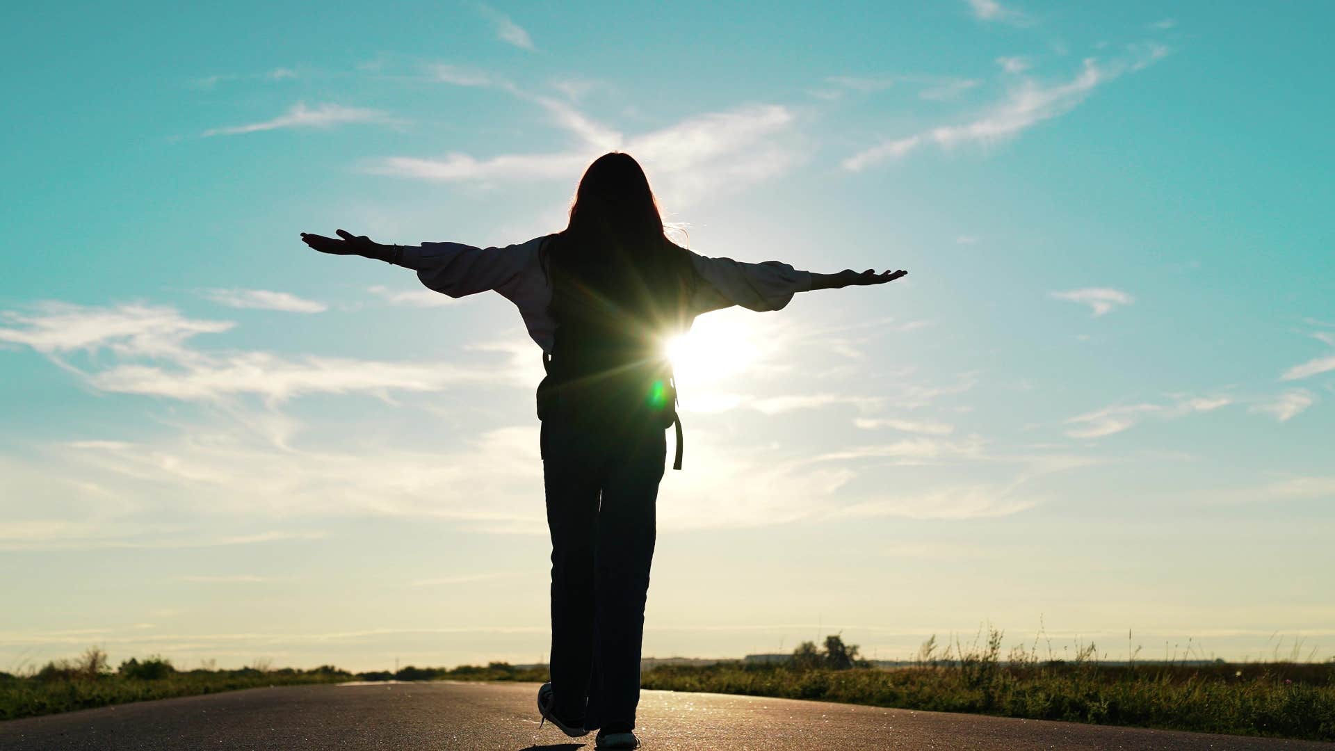 woman walking and enjoying her alone time