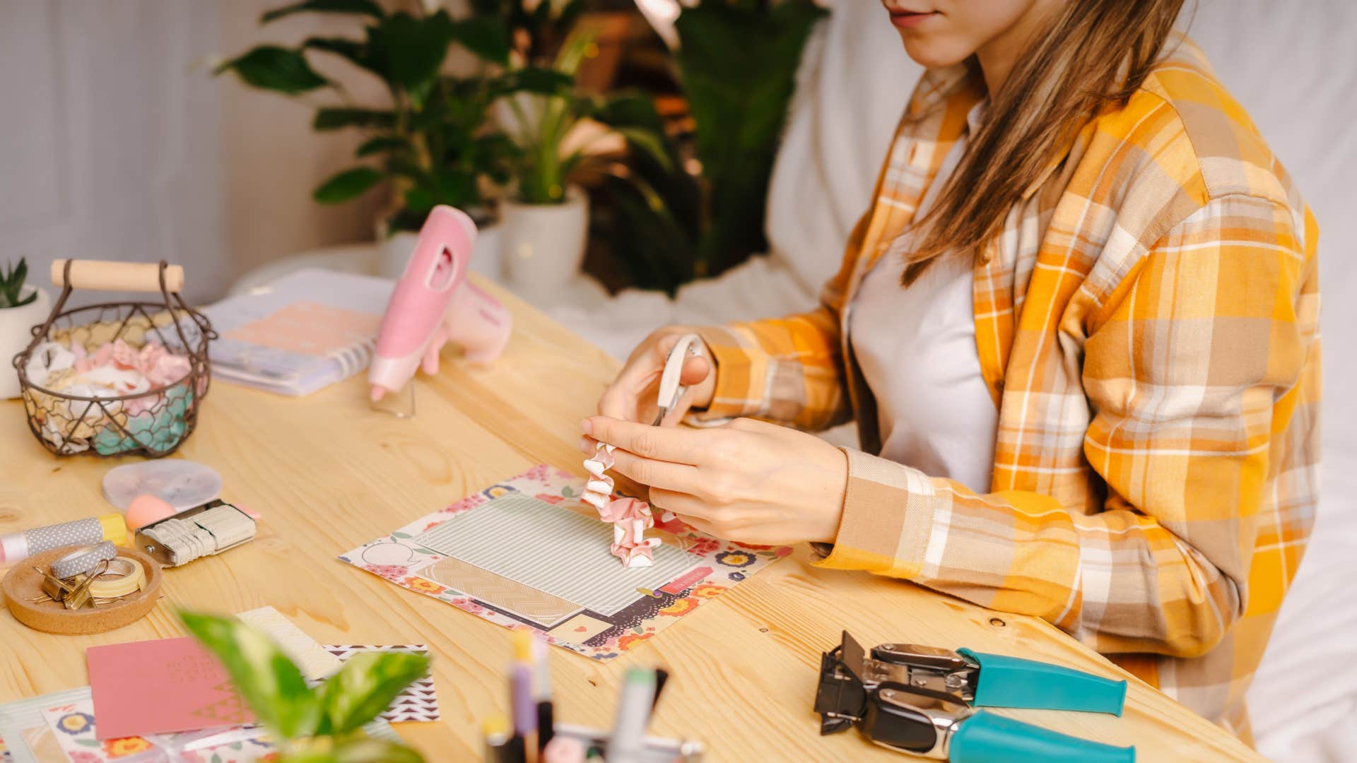 woman scrapbooking 
