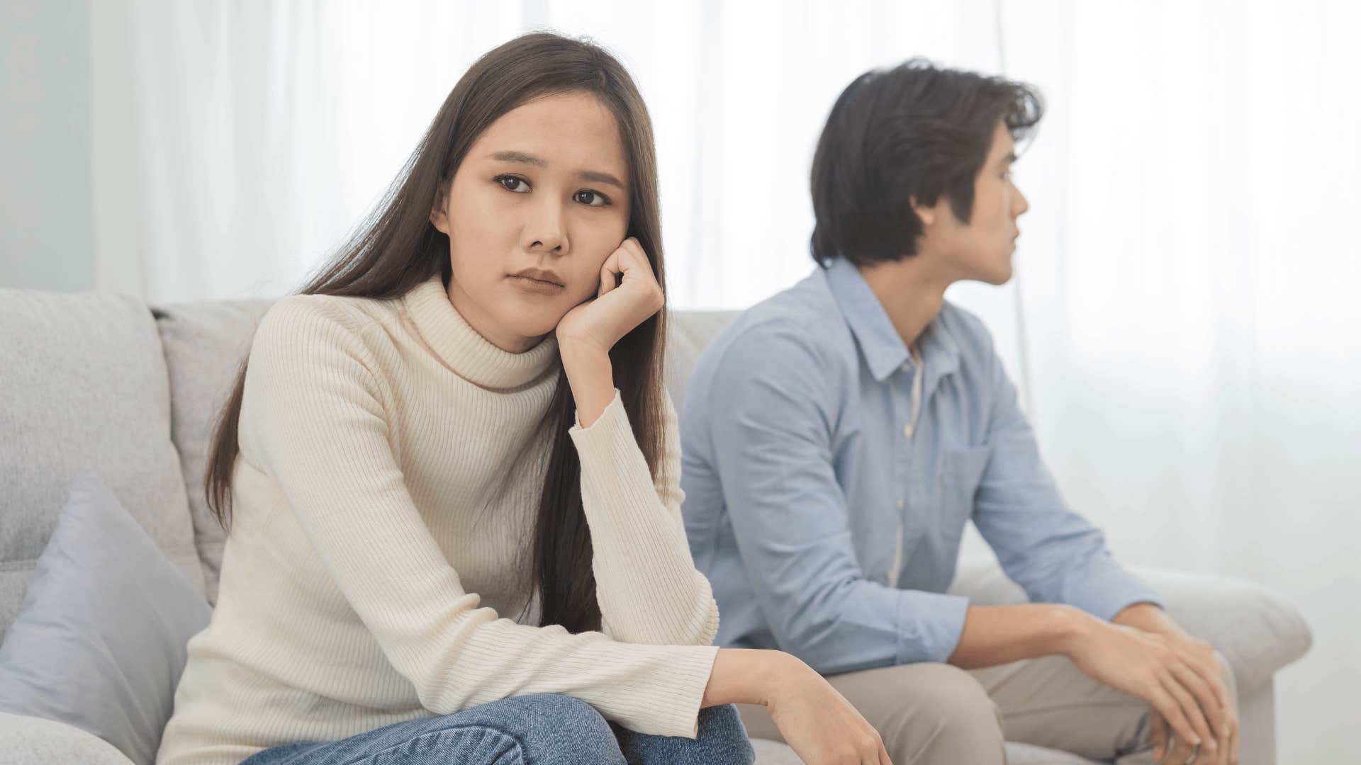 couple ignoring each other after a fight