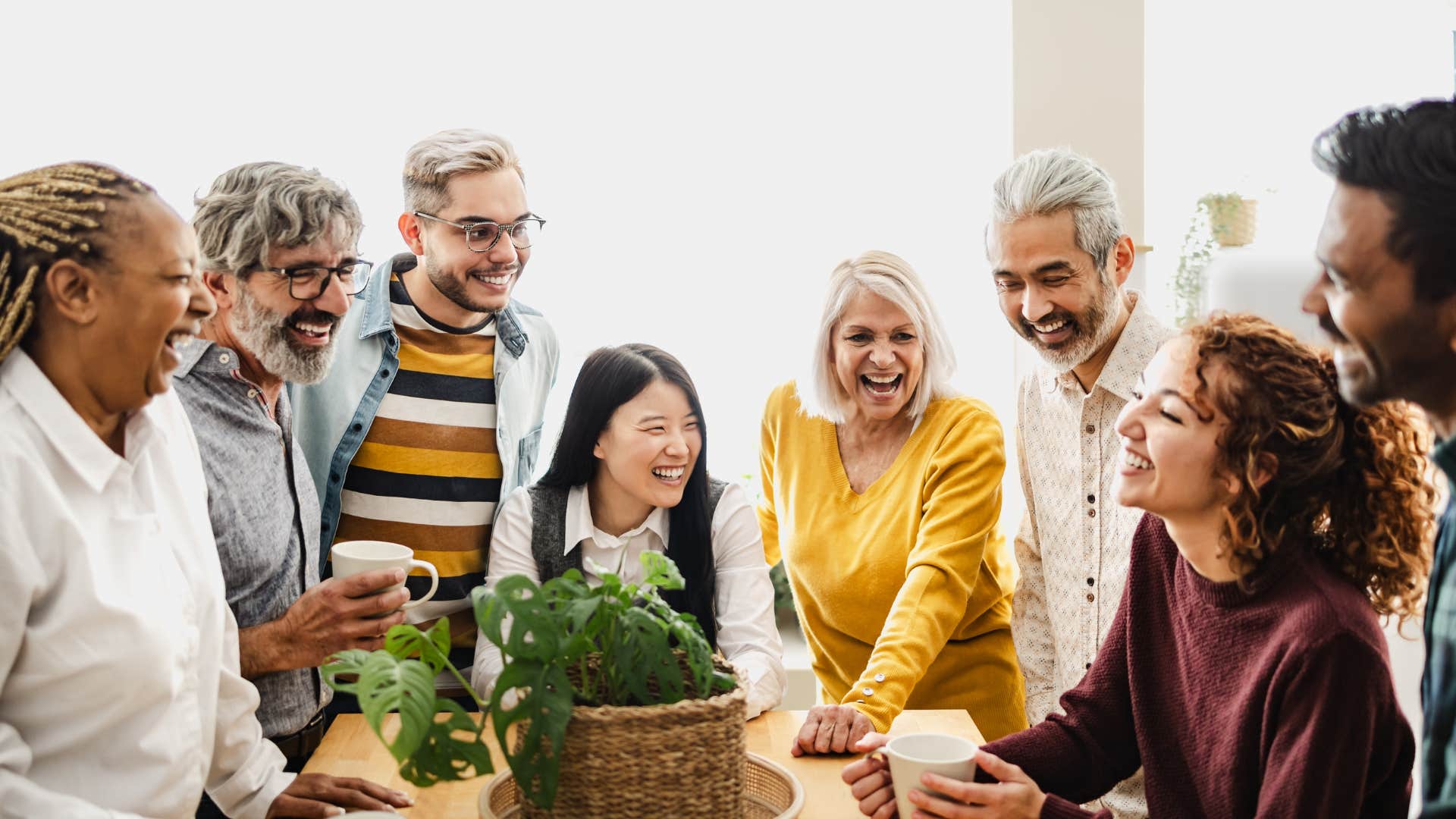 Person surrounded by happy guilt-free group