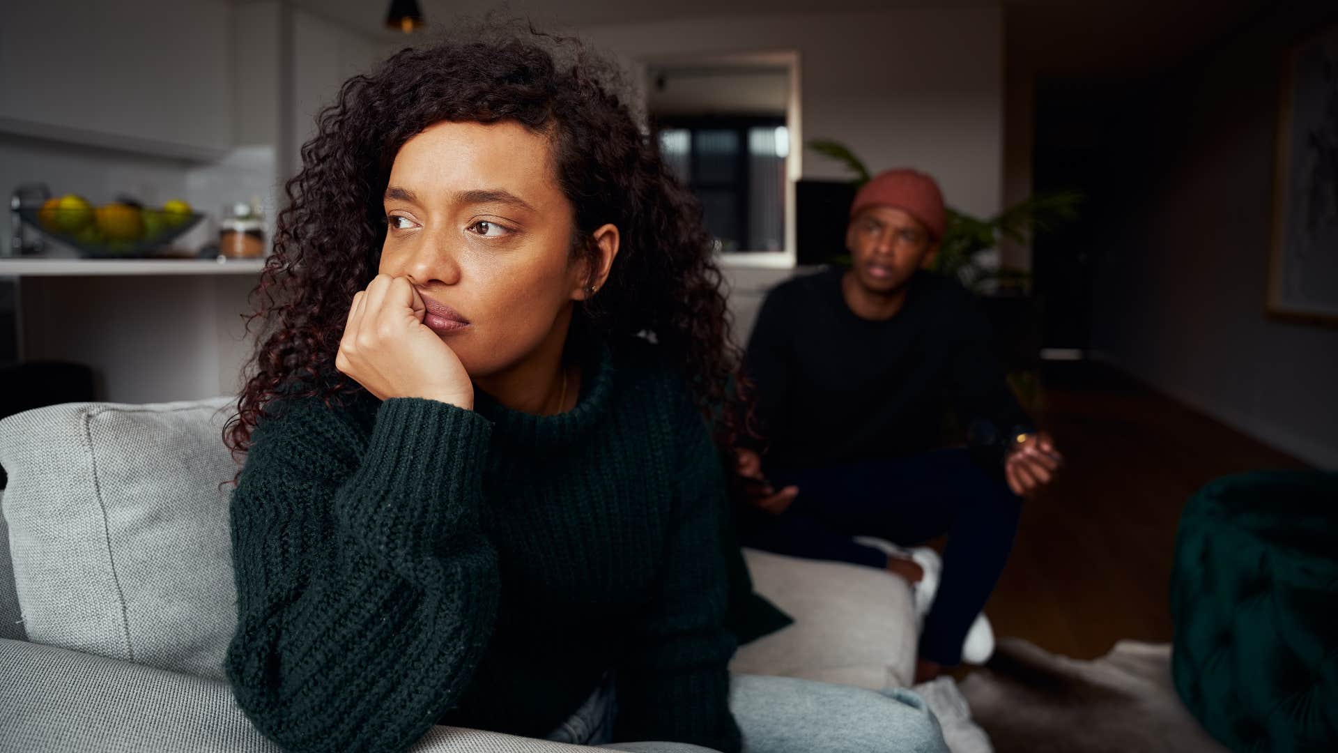 mentally stressed woman saying don't want to talk about it
